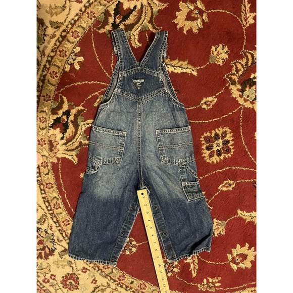 Vintage OshKosh Blue Denim Cargo Carpenter Overalls Size 24 Months - Picture 4 of 6